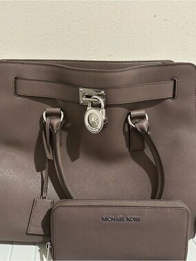 Large MICHAEL by Michael Kors Hamilton Tote in Cinder and Wallet GUC